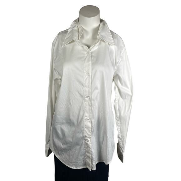 Kal Rieman Shirt Women's 12 White Button Down Double Collar - Picture 1 of 5